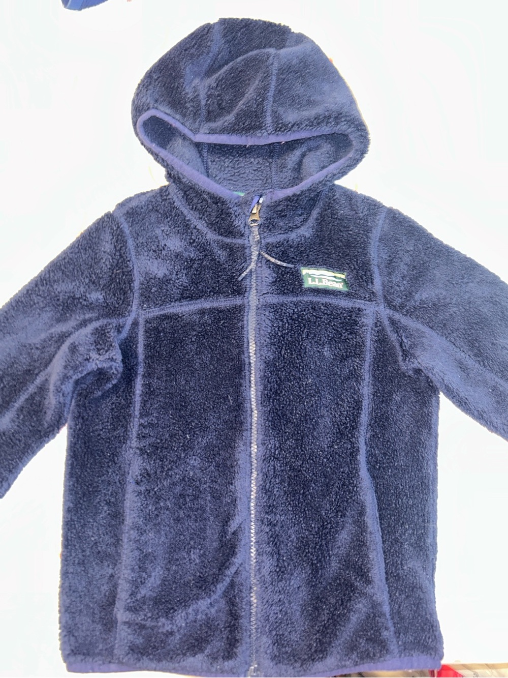 L.L. Bean Kids Plush Hooded Zip Jacket in Navy Blue - Picture 2 of 4